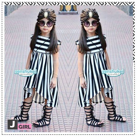 dress hitam putih anak fashion